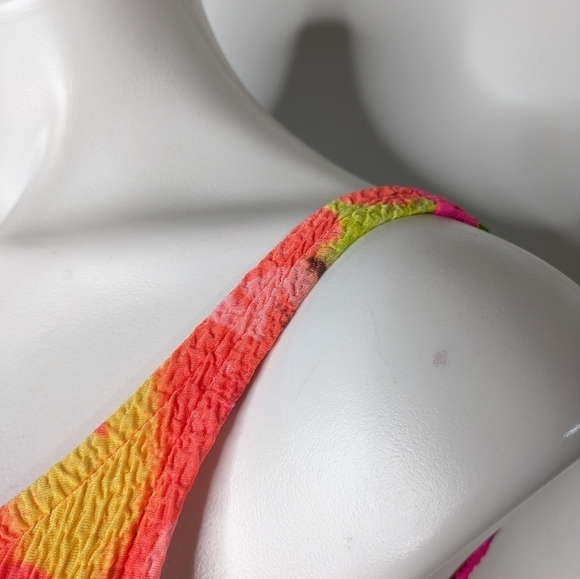 Vintage colorful neon pink yellow blue tropical hibiscus floral swimsuit 8 - Picture 3 of 12